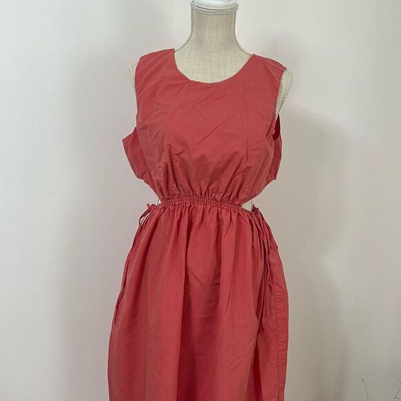Rails Yvette Cutout Organic Cotton Blend Spices Coral Midi Dress Women’s Sz L - Picture 1 of 14